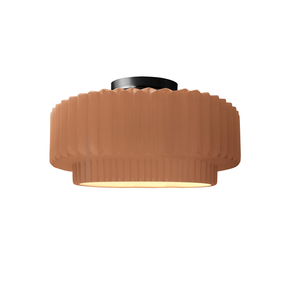 Small Tier Pleated LED Semi-Flush