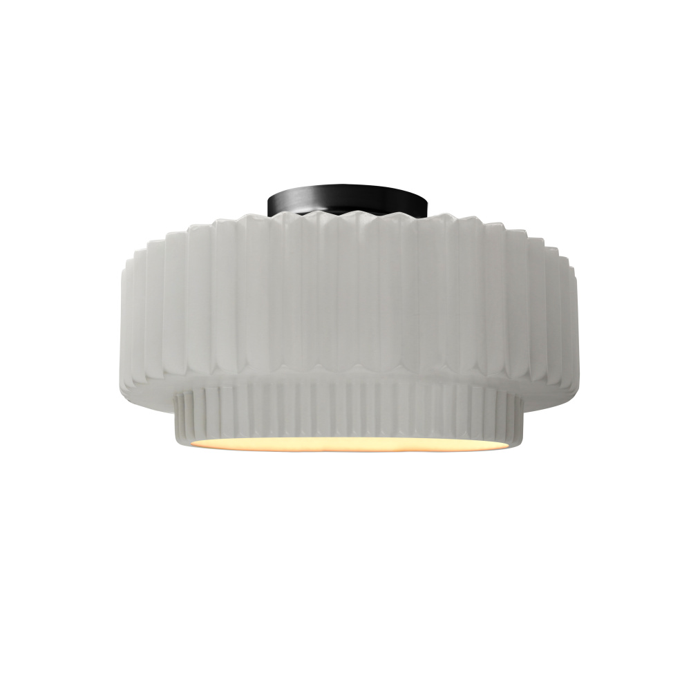 Small Tier Pleated LED Semi-Flush