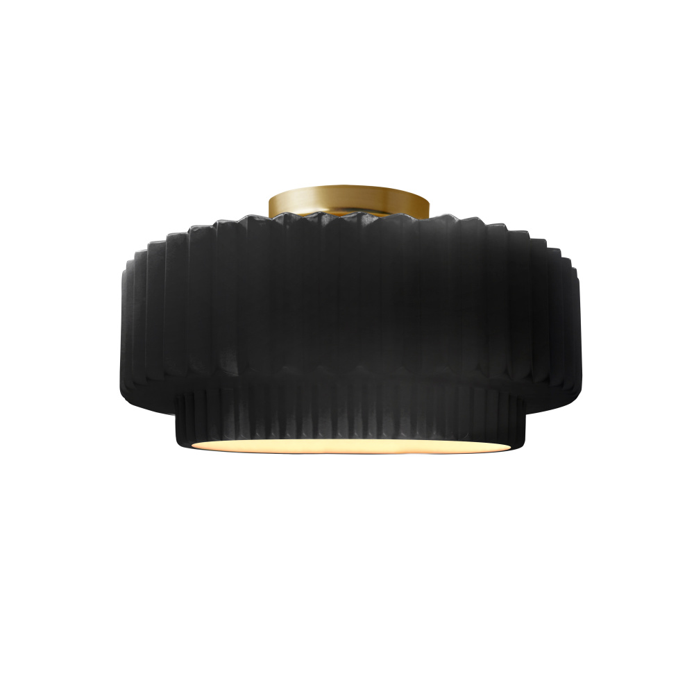 Small Tier Pleated LED Semi-Flush