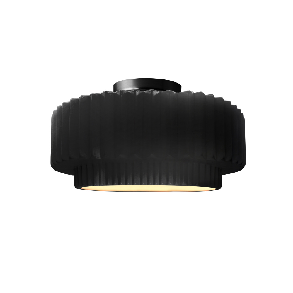 Small Tier Pleated LED Semi-Flush