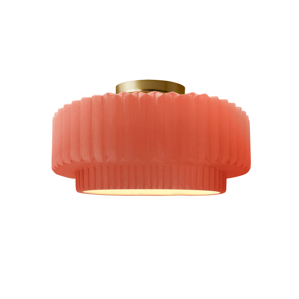 Small Tier Pleated LED Semi-Flush