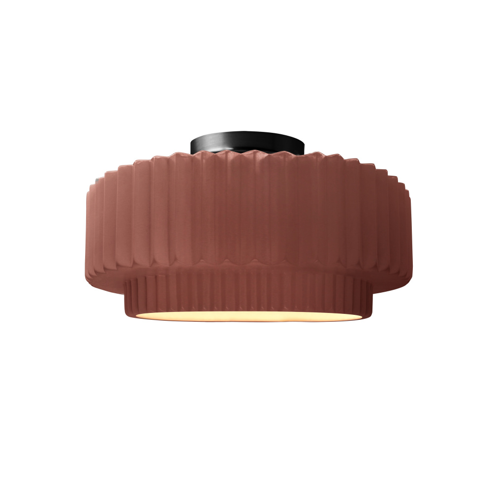 Small Tier Pleated LED Semi-Flush