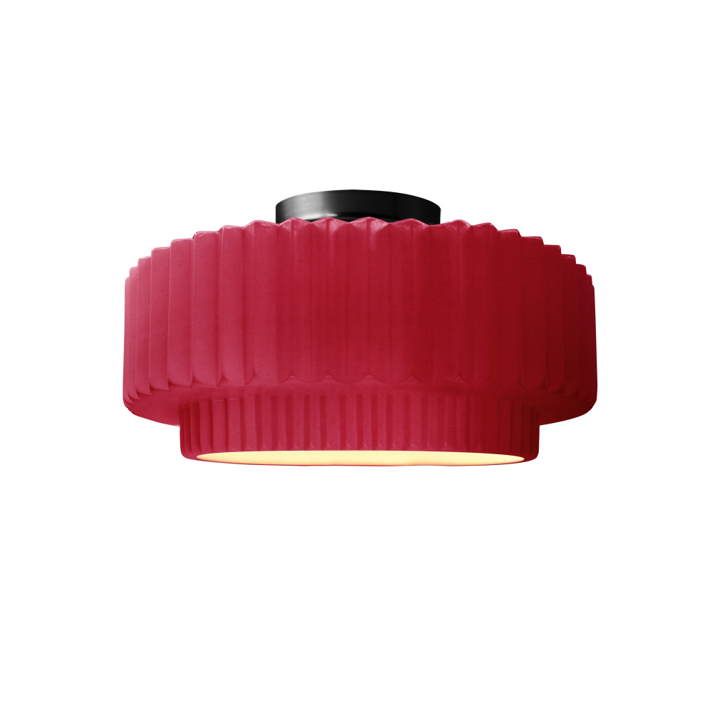 Small Tier Pleated LED Semi-Flush