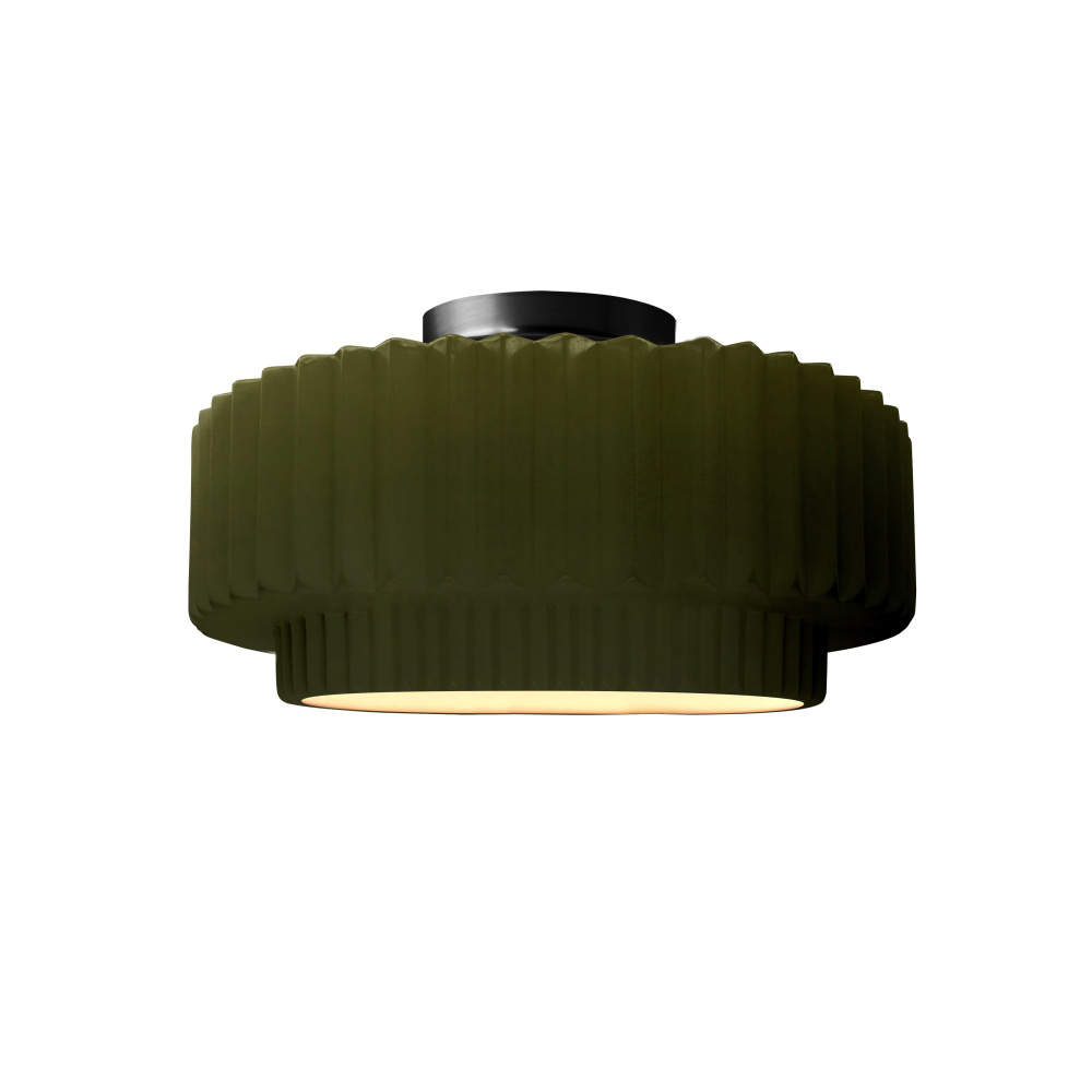 Small Tier Pleated LED Semi-Flush