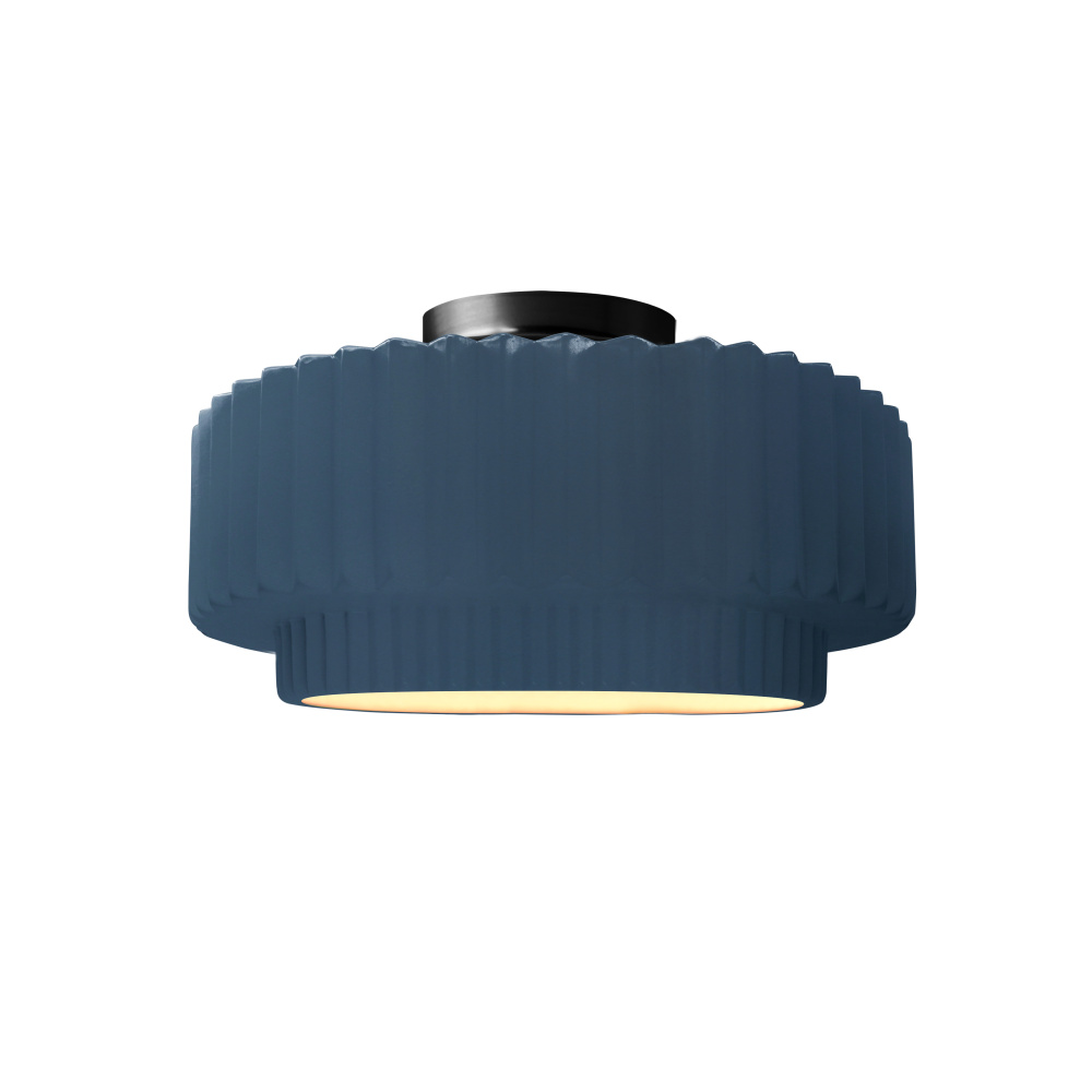 Small Tier Pleated LED Semi-Flush