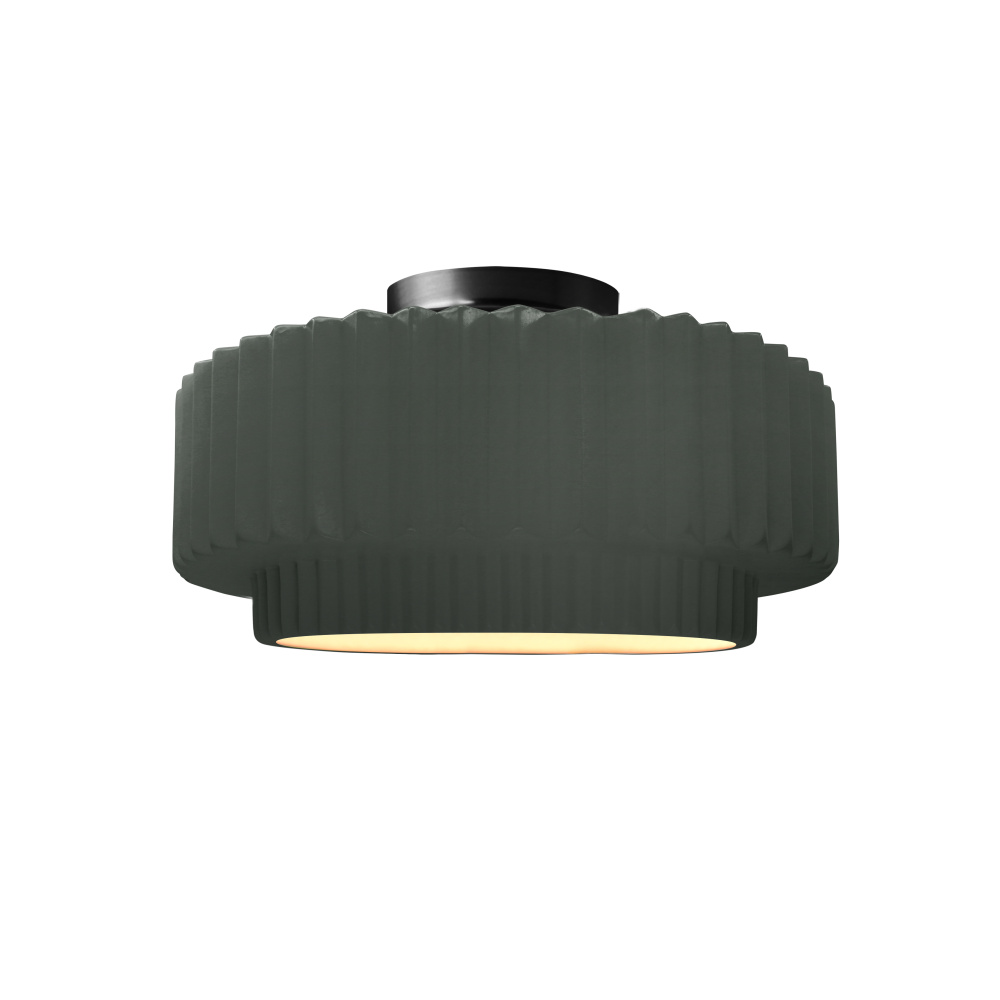 Small Tier Pleated LED Semi-Flush