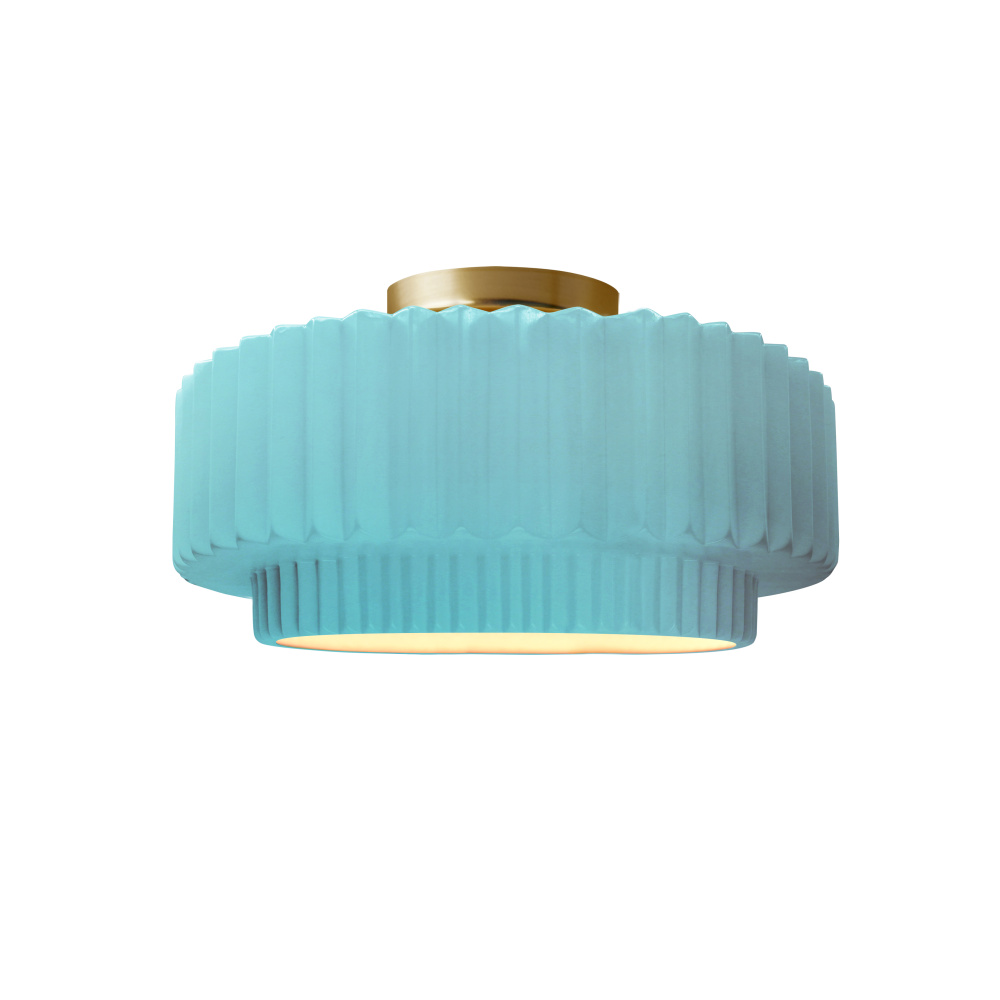 Small Tier Pleated LED Semi-Flush
