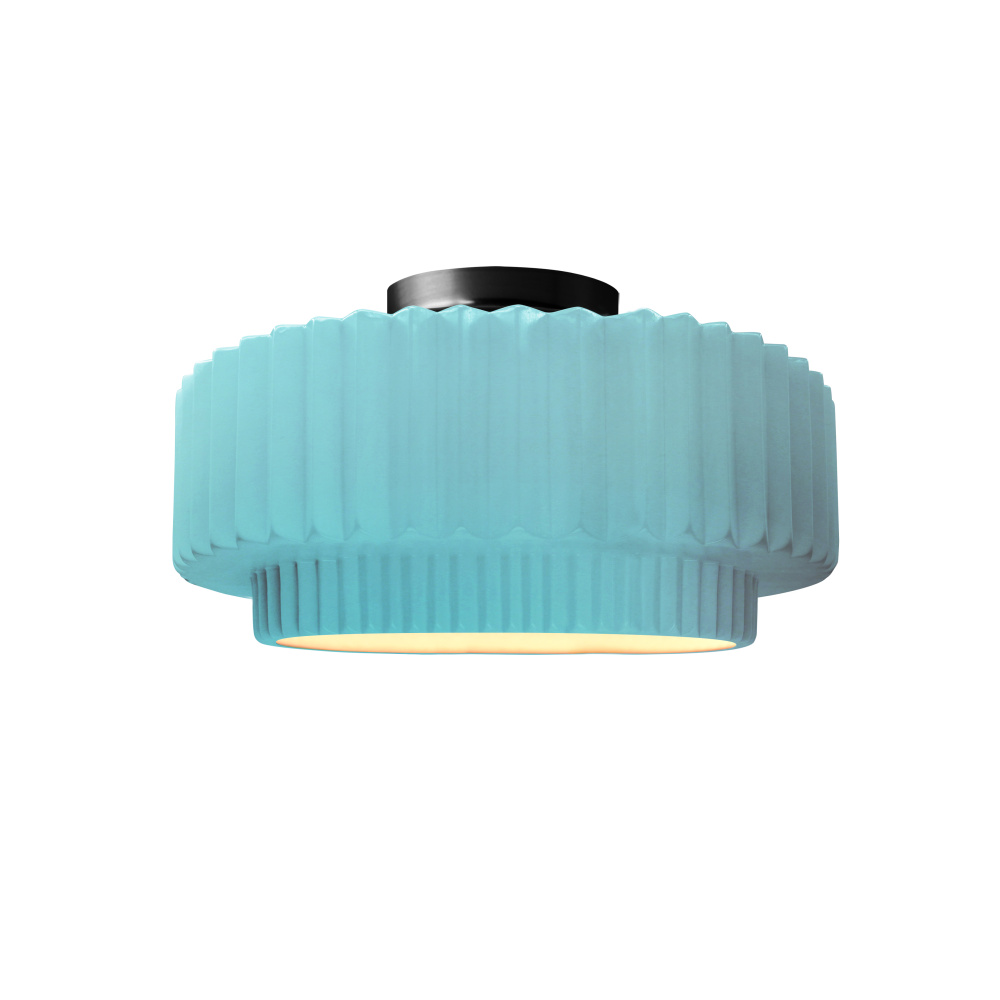 Small Tier Pleated LED Semi-Flush