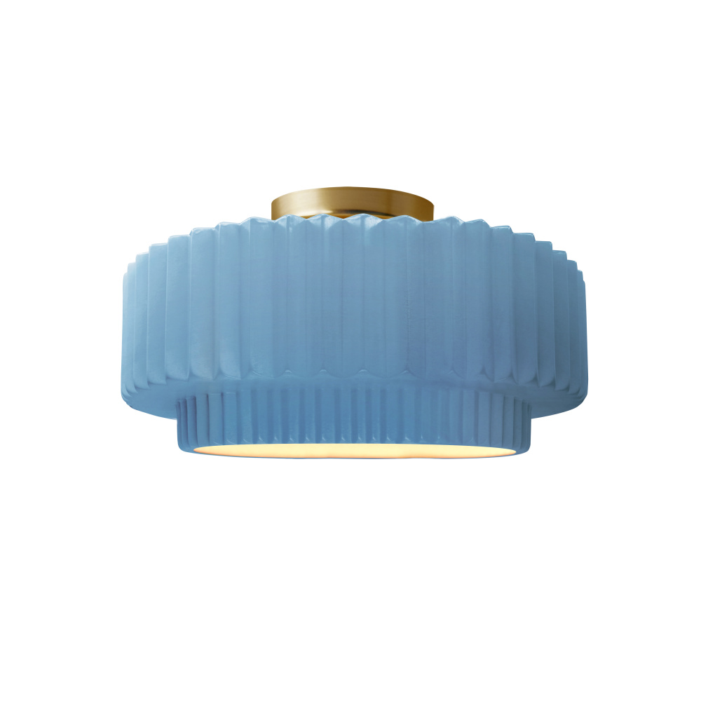 Small Tier Pleated LED Semi-Flush