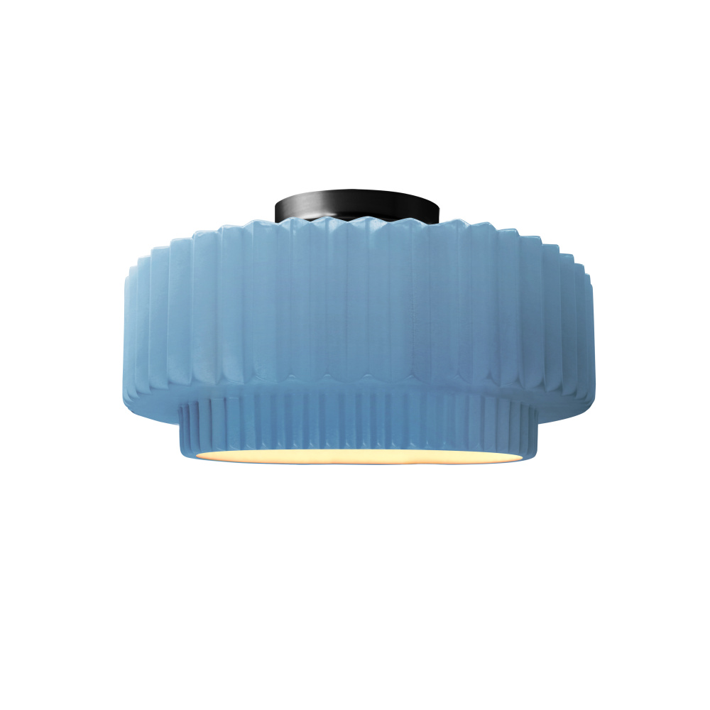Small Tier Pleated Semi-Flush