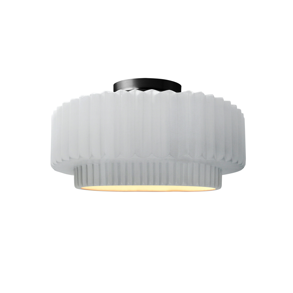 Small Tier Pleated LED Semi-Flush