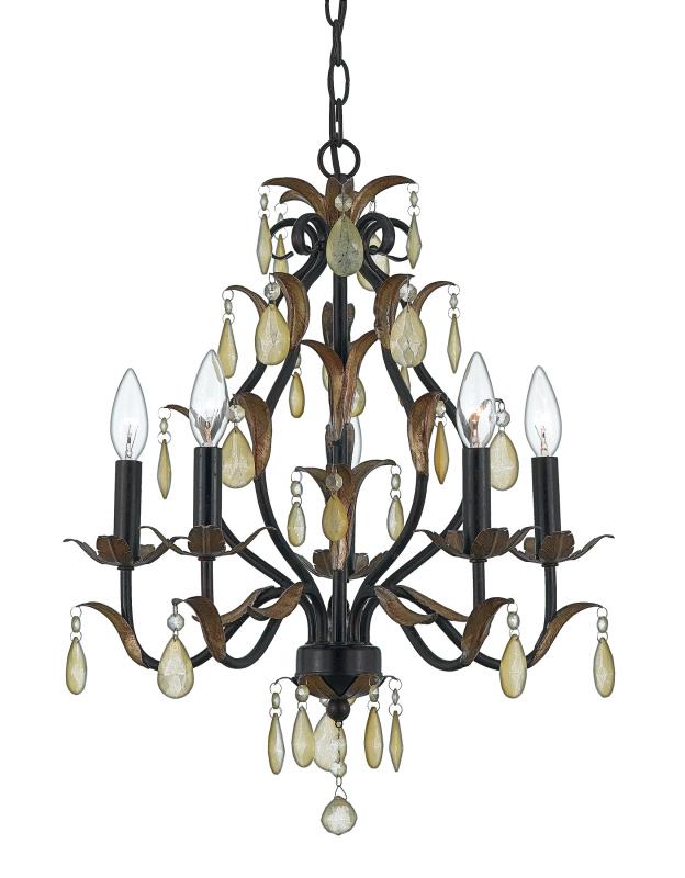 Five Light Crystal - Amber Up Chandelier