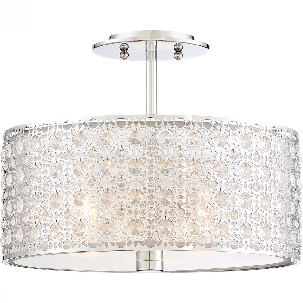Verity 3-Light Polished Chrome Semi-Flush Mount Light