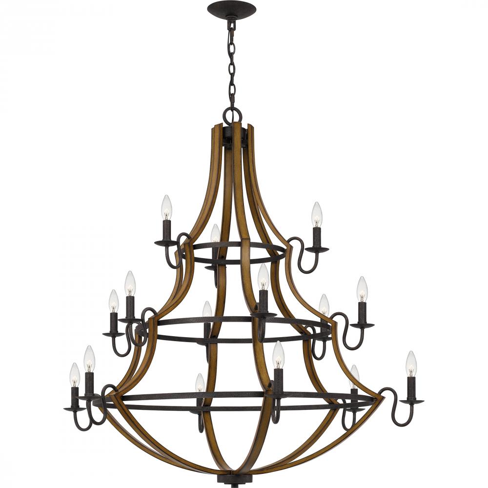 Shire 15-Light Rustic Black Chandelier