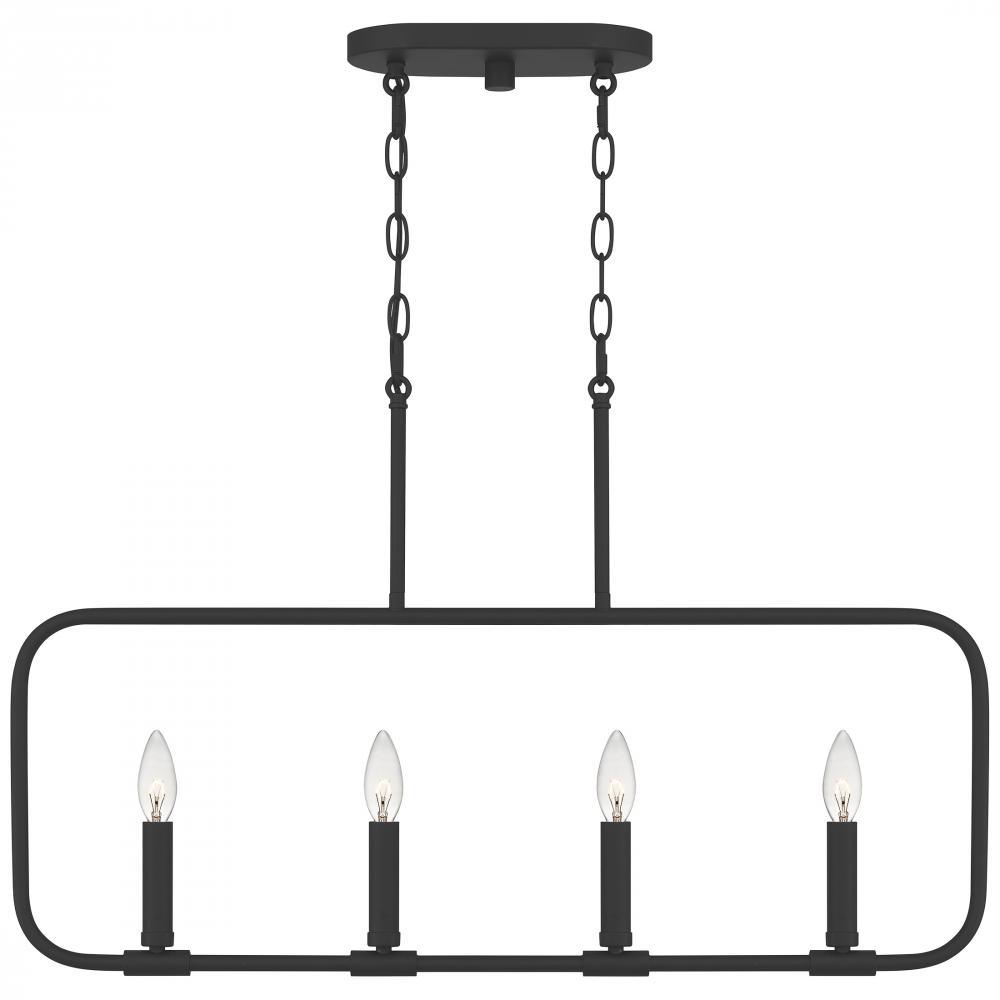 Abner 4-Light Matte Black Linear Chandelier