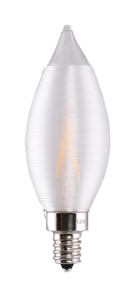 2 Watt CA11 LED Filament; Satin Spun Clear; Candelabra base; 2700K; 120 Volt