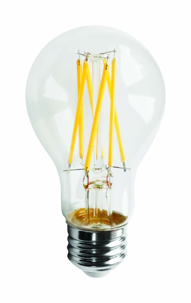 11 Watt; A19 LED Filament; Clear; 3000K; Medium base; 120 Volt