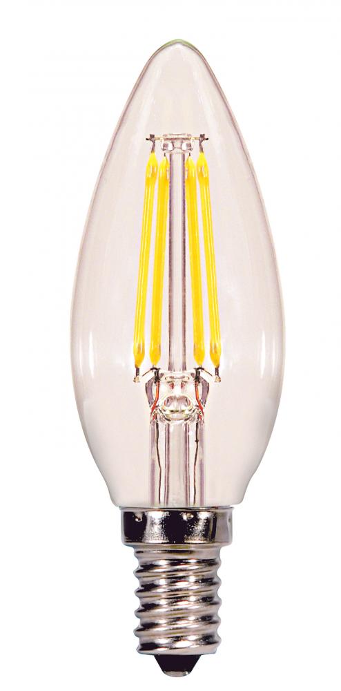 4 Watt B11 LED Filament; Clear; Candelabra base; 2700K; 350 Lumens; 120 Volt