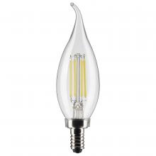 Satco Products Inc. S21299 - 4 Watt CA10 LED Filament; Clear; Candelabra base; 90 CRI; 5000K; 120 Volt