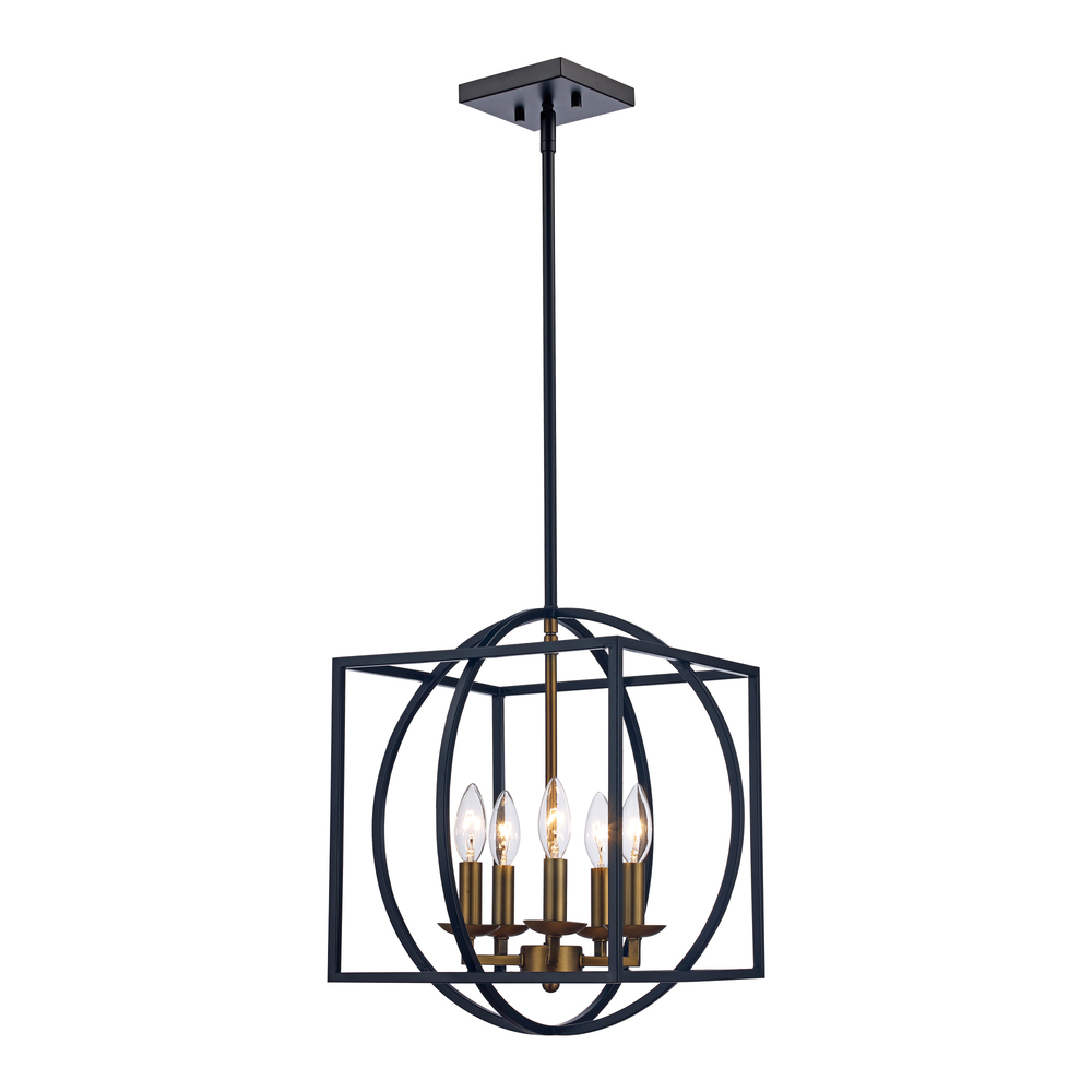 5LT CHANDELIER ZOEY CAGE-AG-BK