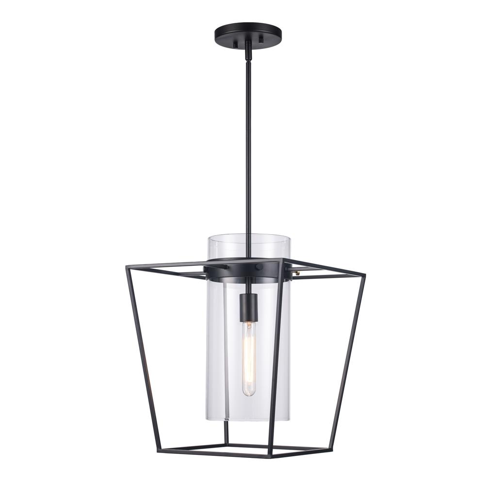 1LT PENDANT-15" WIDE CAGE-BK
