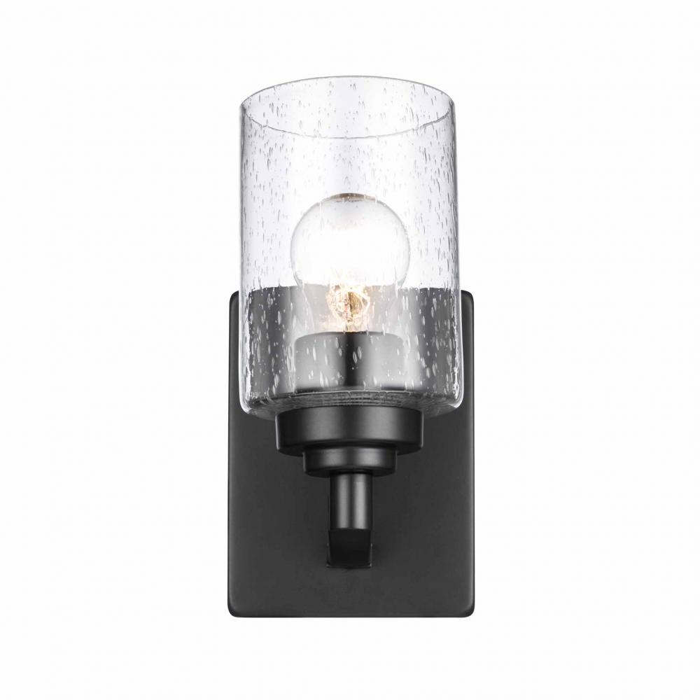 1LT WALL SCONCE-DOUBLE DISK-BK