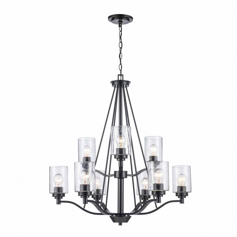 9LT CHANDELIER-DOUBLE DISK-BK-