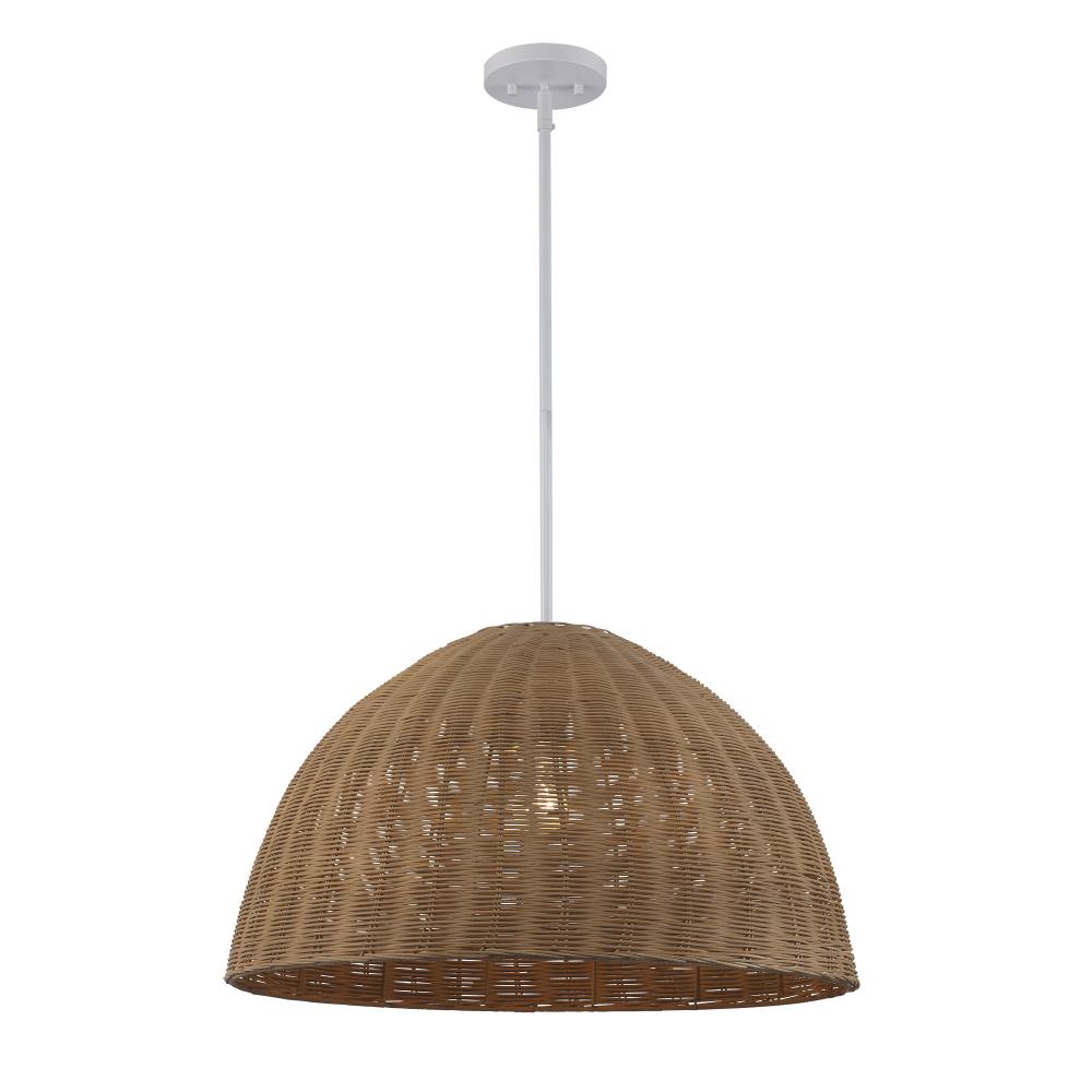 1LT PENDANT 24" ROUND MESH-WH