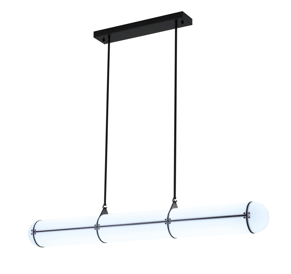 1-Light Black LED pendant With A Clear Frosted Glass Shade