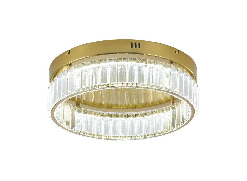 1-Light Brass Dimmable LED Flush Mount With Clear Crystals