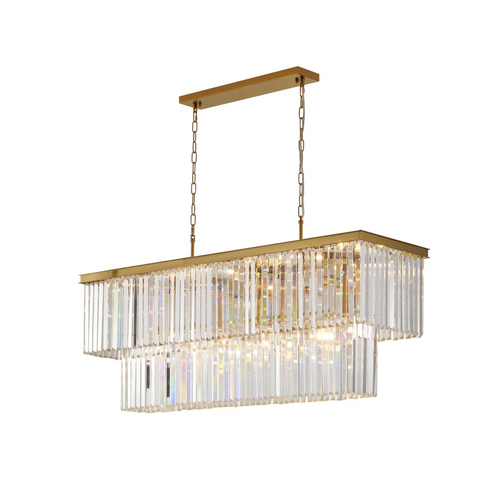 18-Light Gold Chandelier With Clear Hanging Crystal
