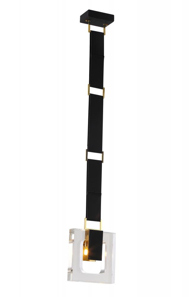 Pendant Metal & Leather & Crystal