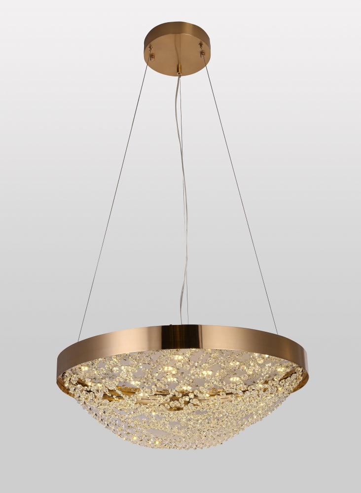 18-Light Copper Dimmable LED Chandelier With Clear Crystal Beading