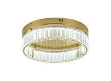 Bethel International GL448FM16BR - 1-Light Brass Dimmable LED Flush Mount With Clear Crystals
