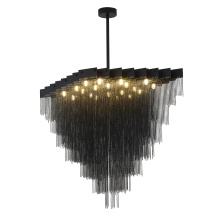 Bethel International IMG07C39B - 20-Light black prism chandelier with hanging aluminum chains