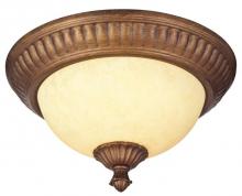 Westinghouse 6221100 - 2 Light Flush Ceiling Fixture Ebony Gold Finish with Burnt Scavo Glass
