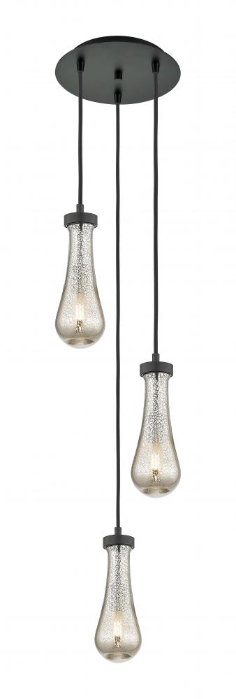Owego - 3 Light - 13 inch - Brushed Matte Black - Multi Pendant