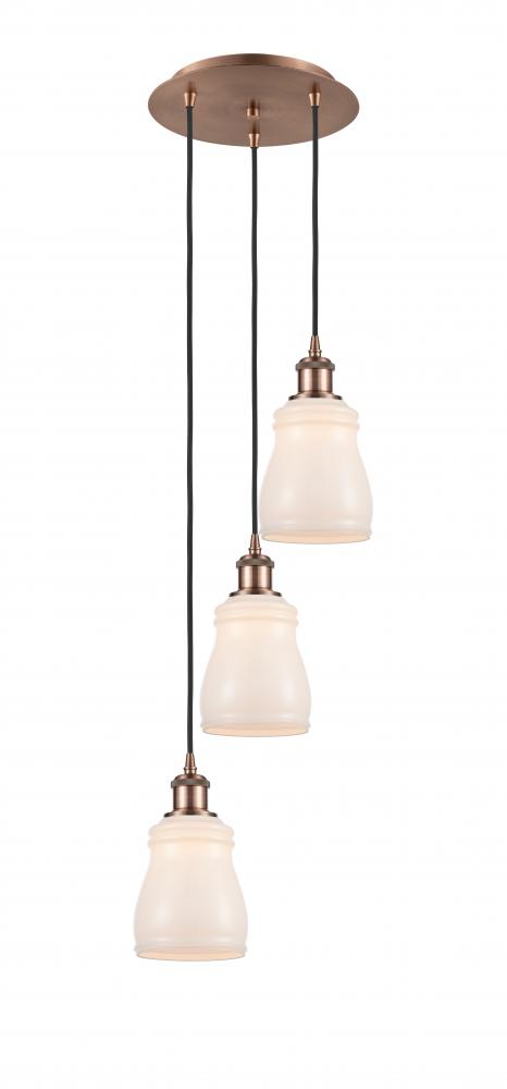 Ellery - 3 Light - 12 inch - Antique Copper - Cord Hung - Multi Pendant