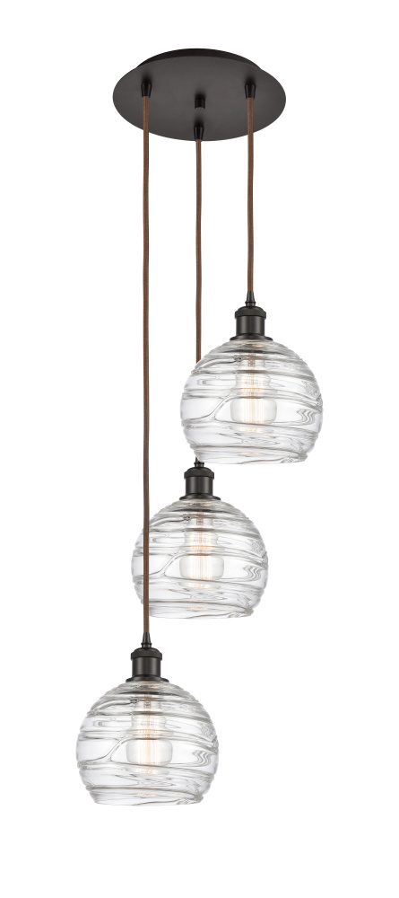 Athens Deco Swirl - 3 Light - 15 inch - Oil Rubbed Bronze - Cord Hung - Multi Pendant