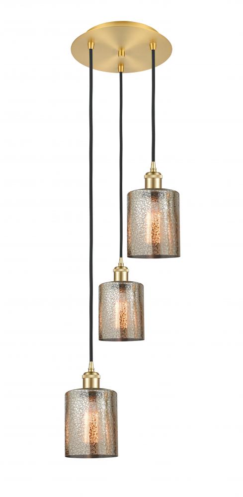 Cobbleskill - 3 Light - 12 inch - Satin Gold - Cord Hung - Multi Pendant