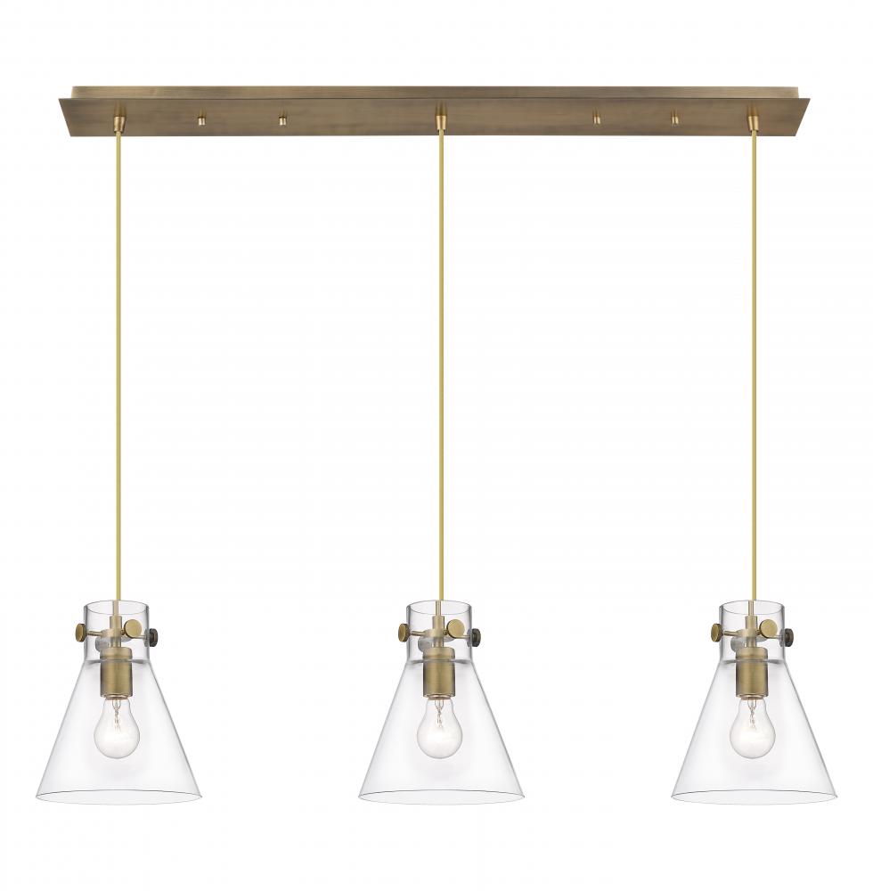 Newton Cone - 3 Light - 40 inch - Brushed Brass - Linear Pendant