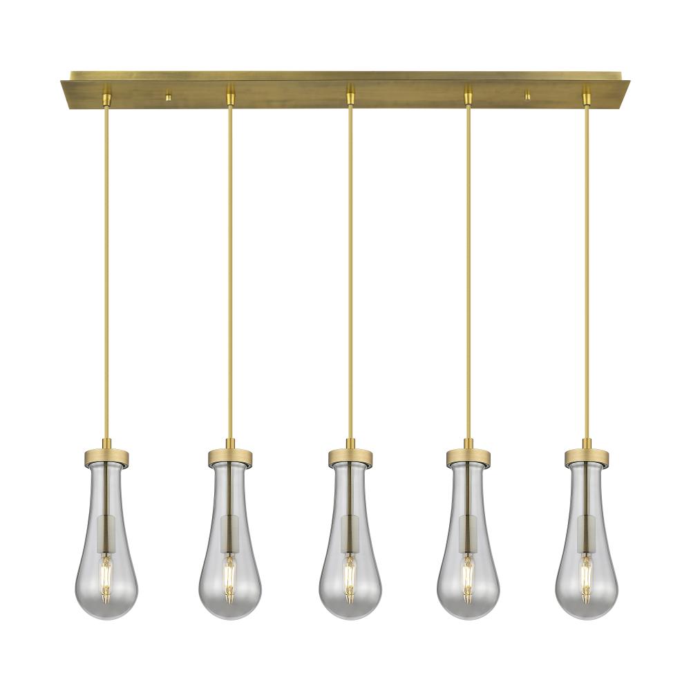 Owego - 5 Light - 37 inch - Brushed Brass - Linear Pendant