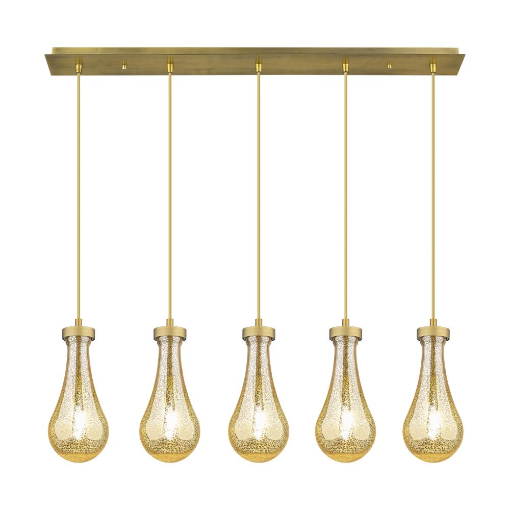 Owego - 5 Light - 37 inch - Brushed Brass - Linear Pendant