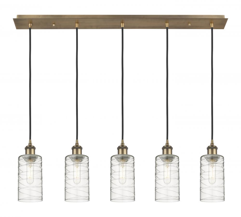 Crown Point - 5 Light - 37 inch - Brushed Brass - Linear Pendant