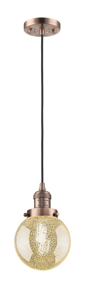 Beacon - 1 Light - 6 inch - Antique Copper - Cord hung - Mini Pendant