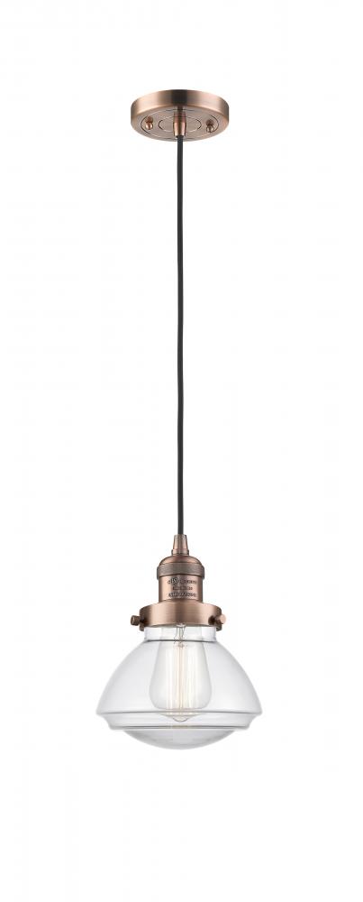 Olean - 1 Light - 7 inch - Antique Copper - Cord hung - Mini Pendant