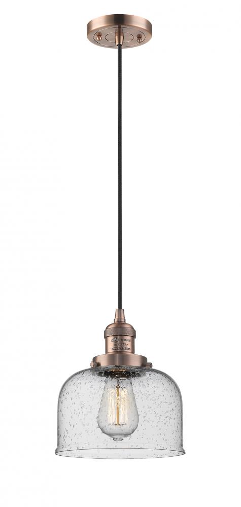 Bell - 1 Light - 8 inch - Antique Copper - Cord hung - Mini Pendant