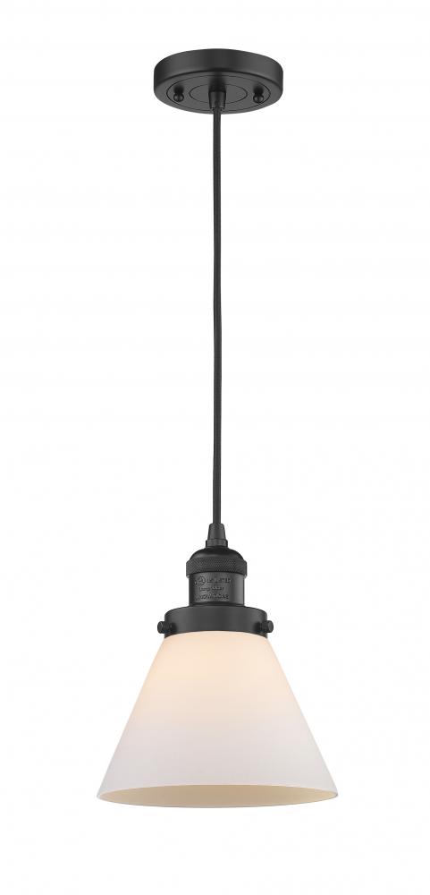 Cone - 1 Light - 8 inch - Matte Black - Cord hung - Mini Pendant