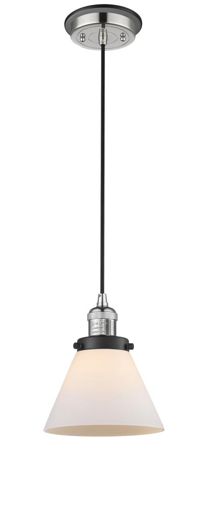 Cone - 1 Light - 8 inch - Polished Nickel - Cord hung - Mini Pendant
