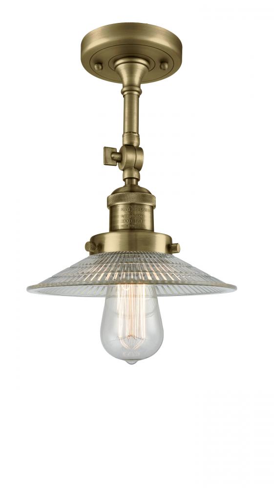 Halophane - 1 Light - 9 inch - Antique Brass - Adjustable Semi-Flush Mount